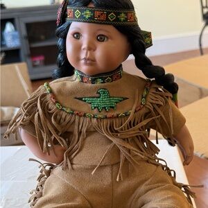 Danbury Mint Native American Doll with Beaded Attire